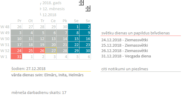 Excel-kalendārs